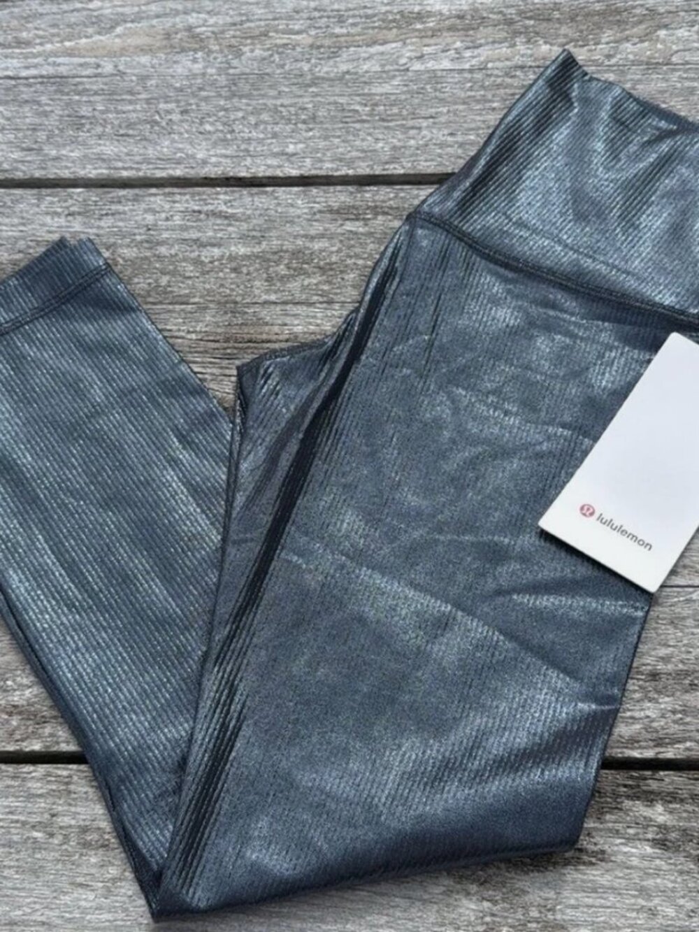 Lululemon Align Ribbed High-Rise Pant 25” Shine Black Size 6 NWT